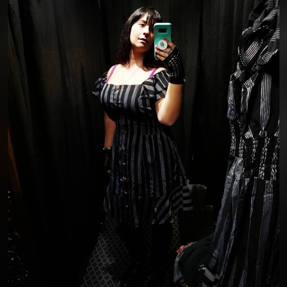 Haute Curve Striped Button Dress - Picture 6 of 6